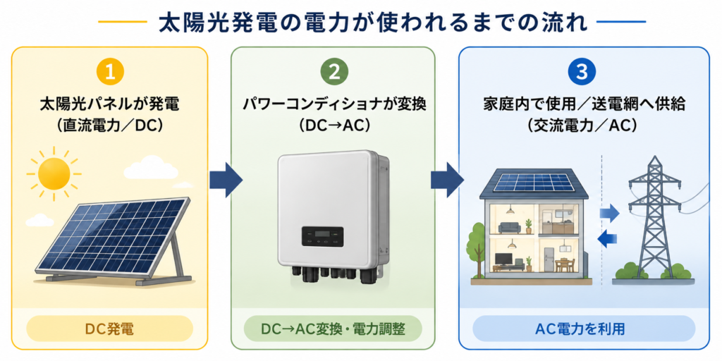 太陽光発電の電力が使われるまでの流れ